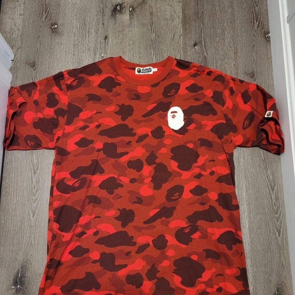 A Bathing Ape Men's Red Camo Mens Large T Shirt
